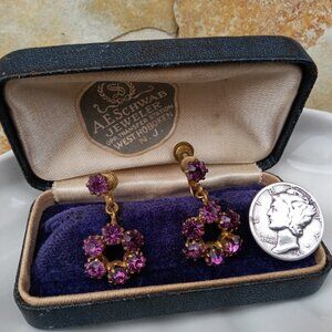 1920's Royal Purple German Crystal Earrings